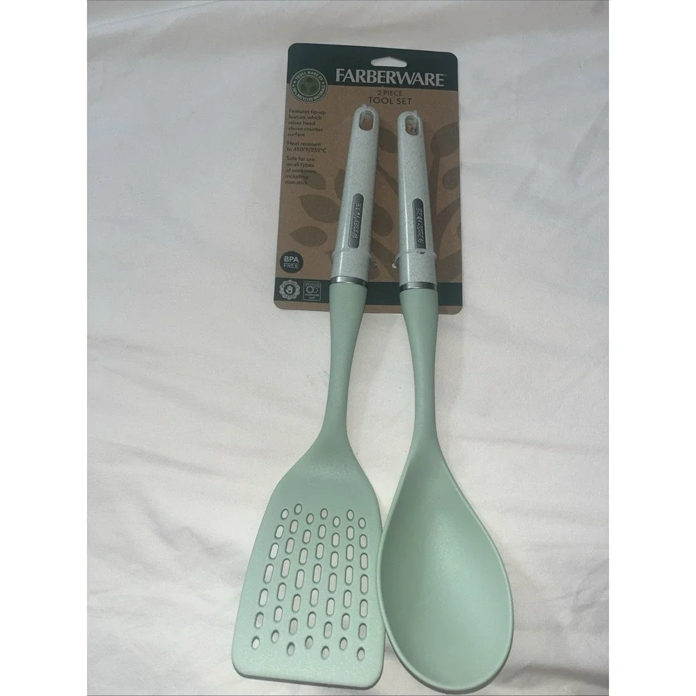 Brand New Farberware Cooking Utensils‎ Nylon Slotted Turner & Basting Spoon Set